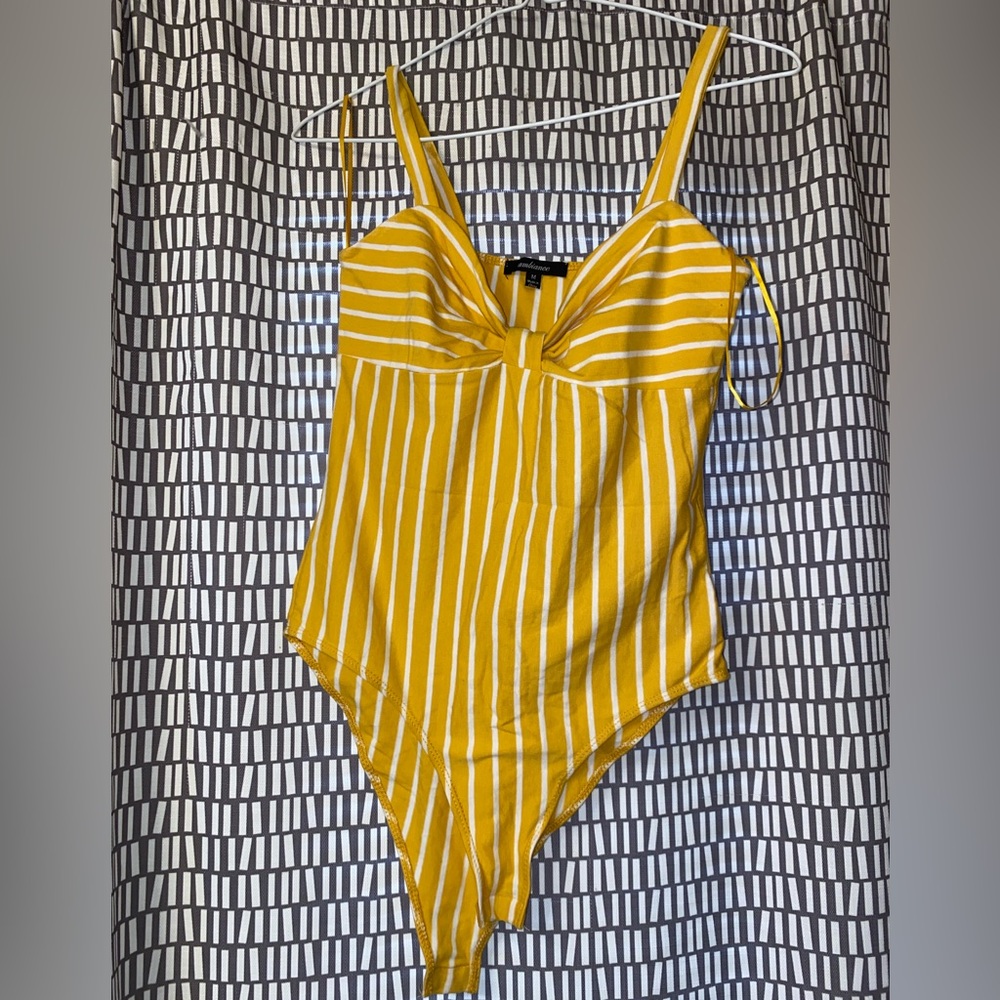 Ambiance Small Bodysuit. Yellow & White Striped.